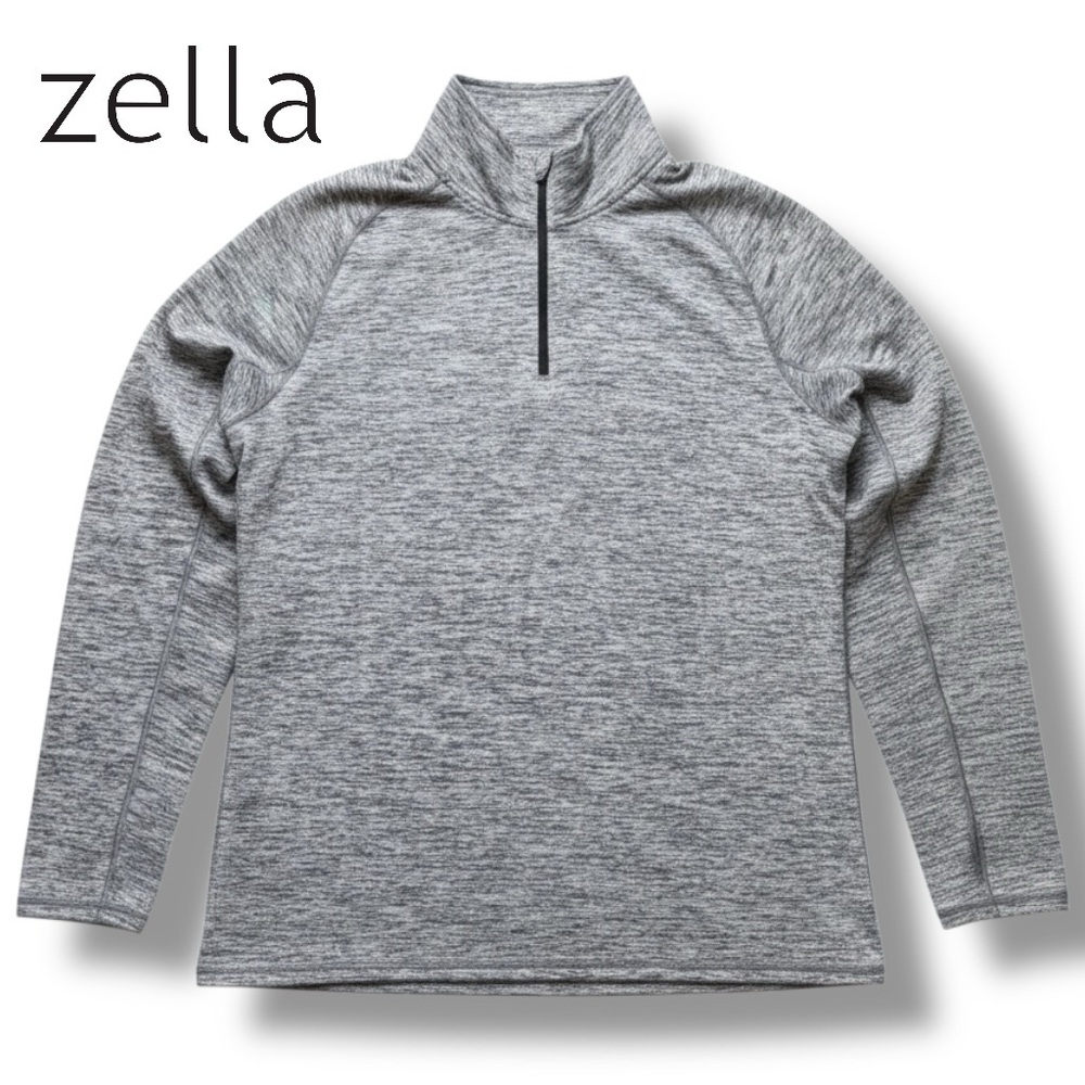 Zella Mens Top Gray Heathered Long Sleeve 1/4 Zip Pullover Athletic | Sz L